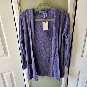 Barefoot Dreams Cozychic Ultra Lite Hooded Ribbed Cardigan Medium M NEW Purple